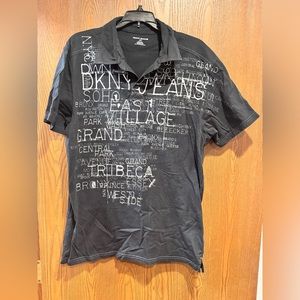 DKNY NYC Graffiti Black Men’s Polo size L